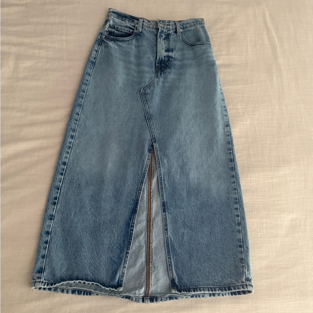 Frame Denim Light Blue Angled Seam Skirt.